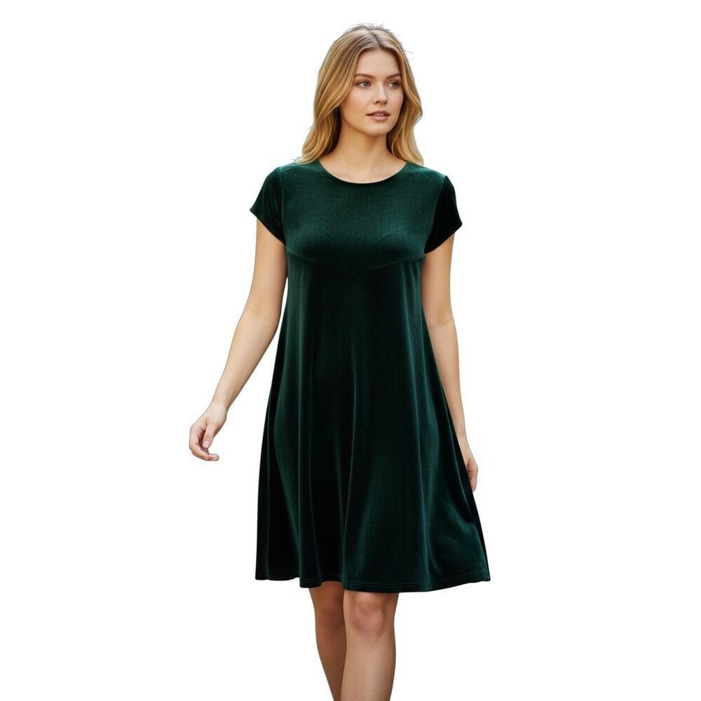 Vintage 90s Green Velvet Mini Dress L
